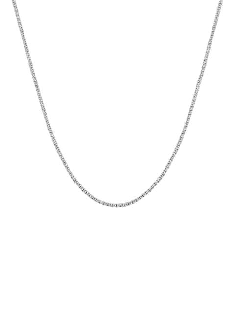 7Ct TW Diamond Tennis Necklace 4-Prong 14k Gold 16.5" Lab Grown