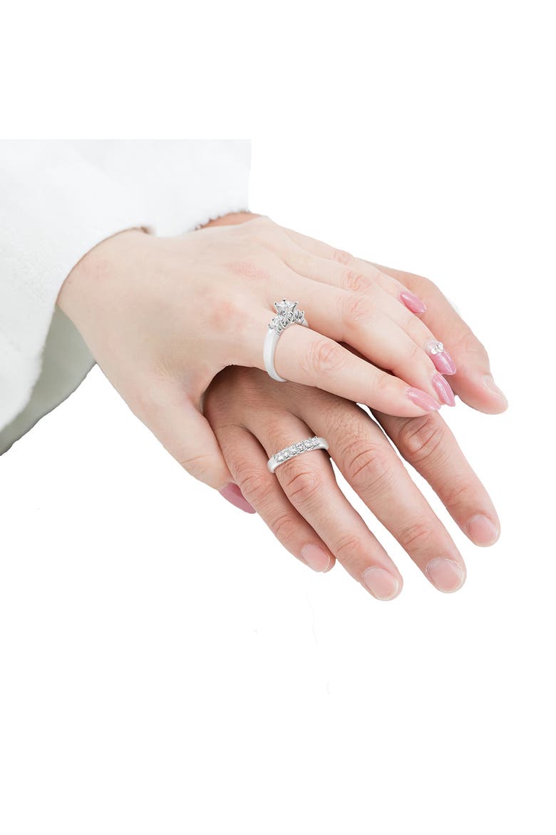 14K White Gold 1 1/2 Cttw Diamond Engagement Wedding Ring Set, Alternate, color, White