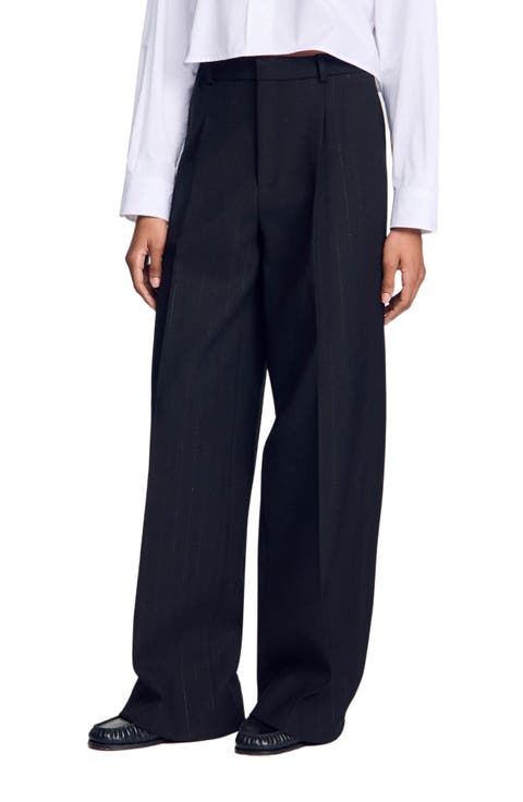 Striped wide-leg trousers