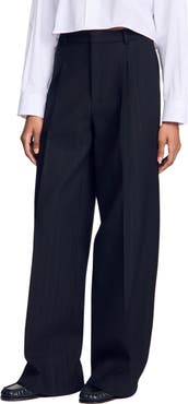 SANDRO Striped wide-leg trousers
