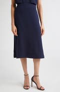 ST. JOHN Lace Inset Satin Back Crepe Skirt