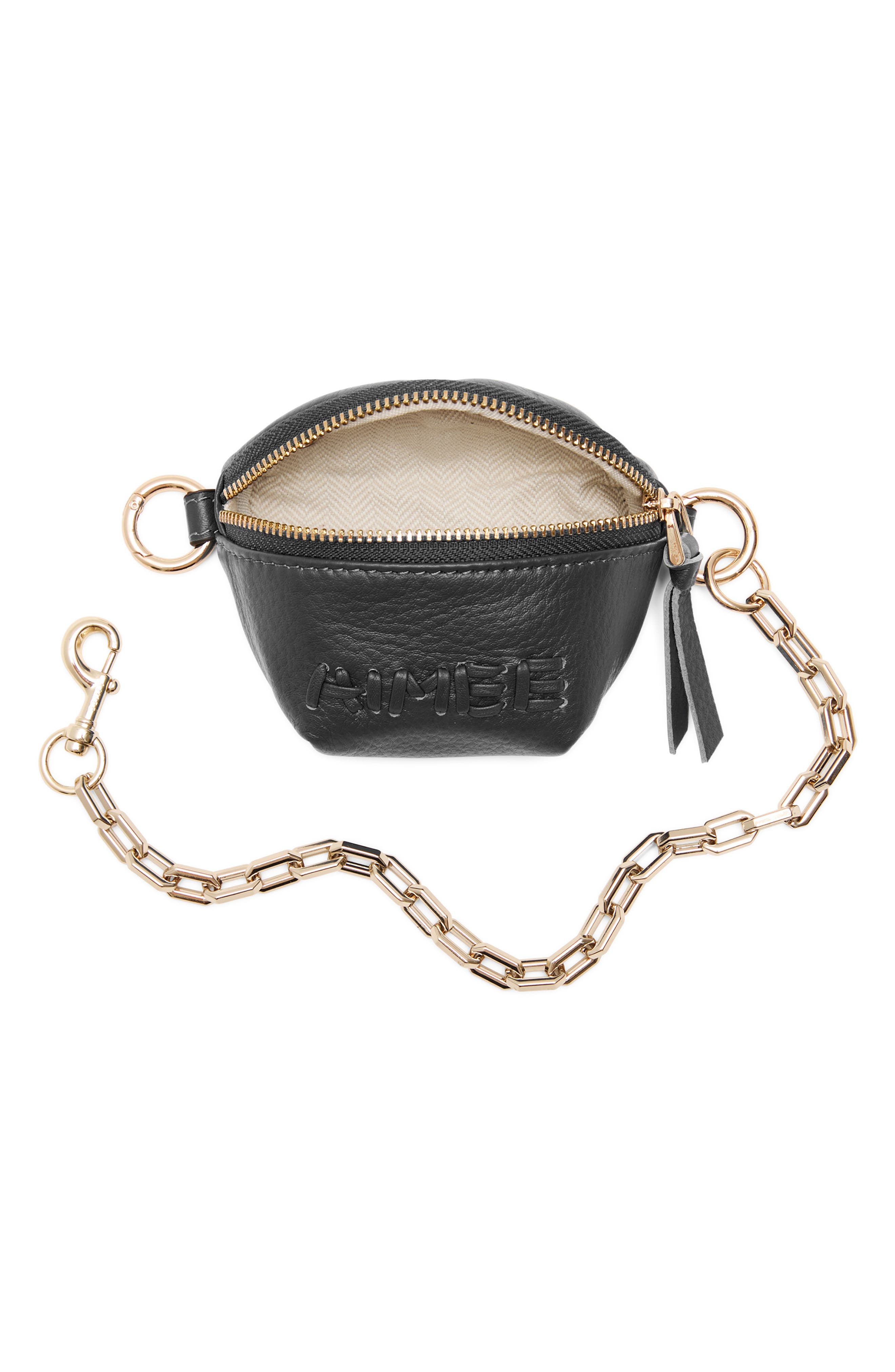 AIMEE Zip Sling Leather Bag Charm, Alternate, color, Black