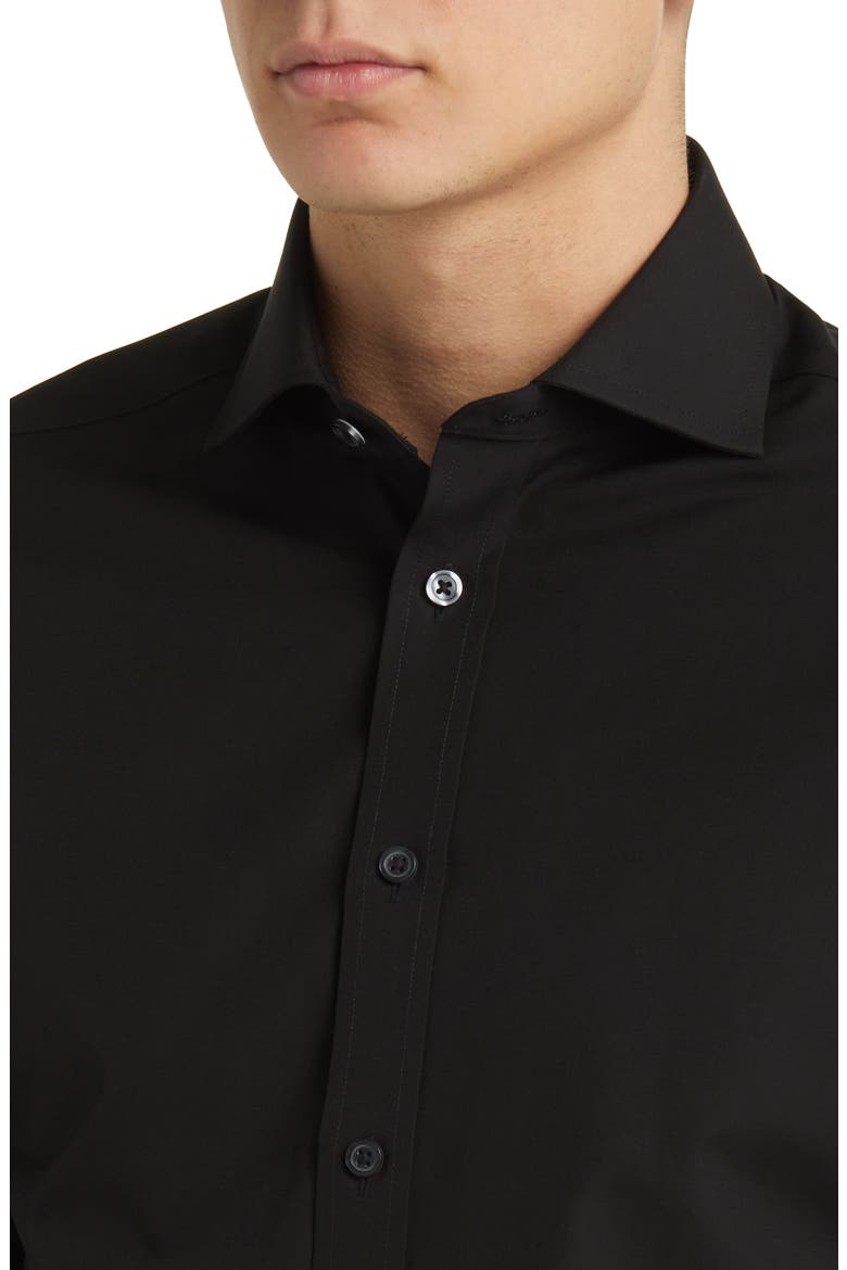 Non-Iron Poplin Cutaway Slim Fit Shirt Double Cuff, Alternate, color, BLACK