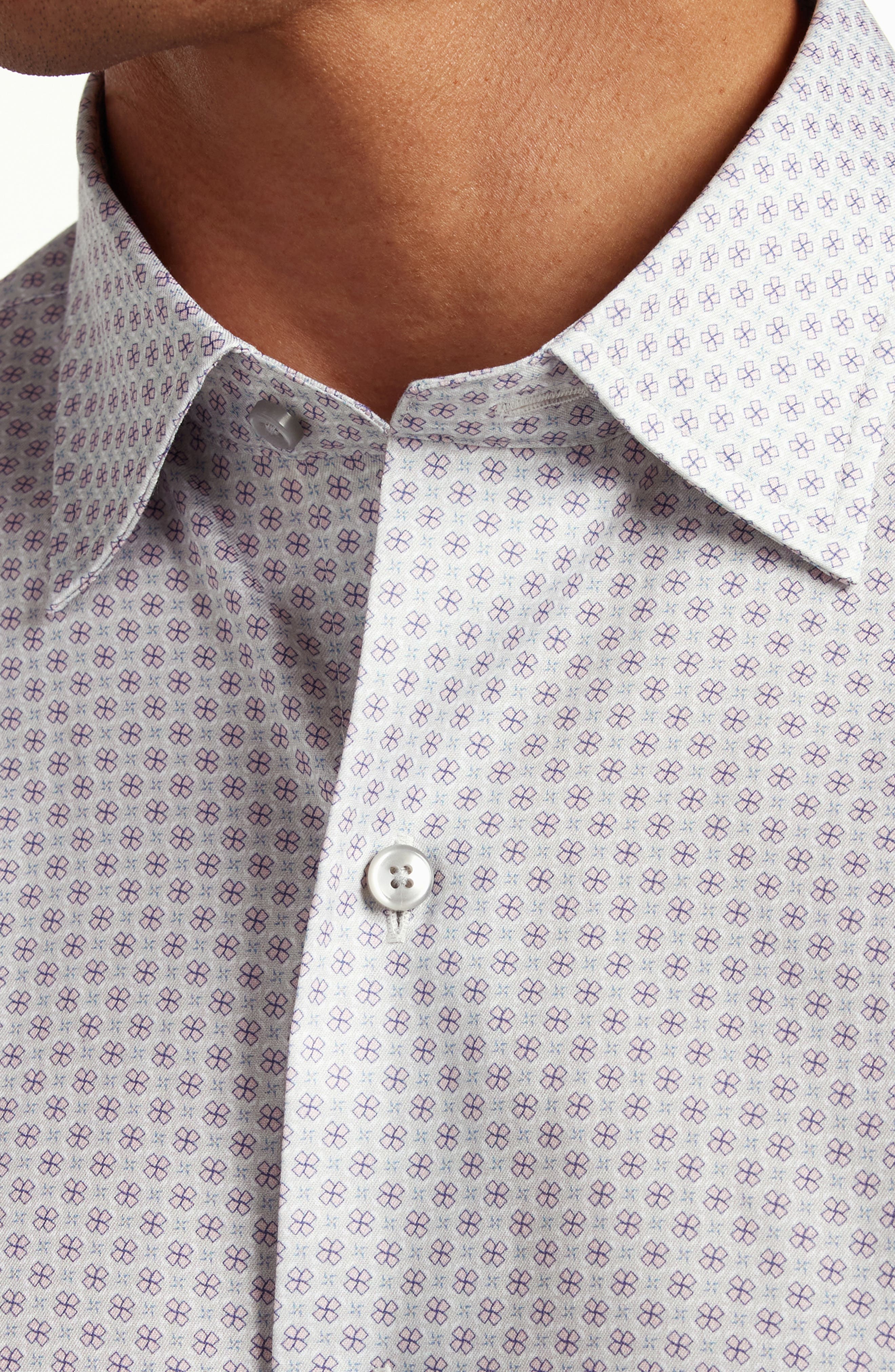 Neat Print Cotton Button-Up Shirt - image 4
