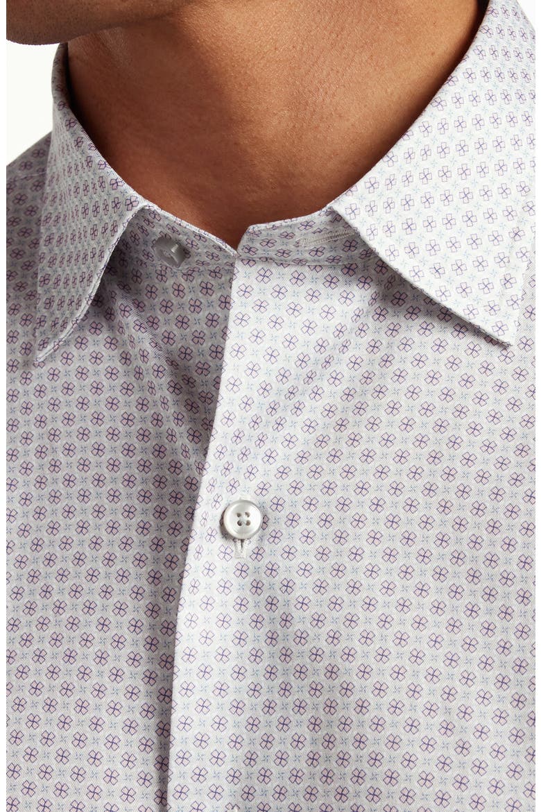 Neat Print Cotton Button-Up Shirt, Alternate, color, PEARL/ PINK