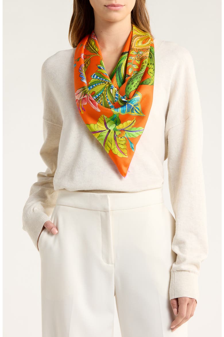 Sunkissed Silk Square Scarf, Alternate, color, TANGERINE
