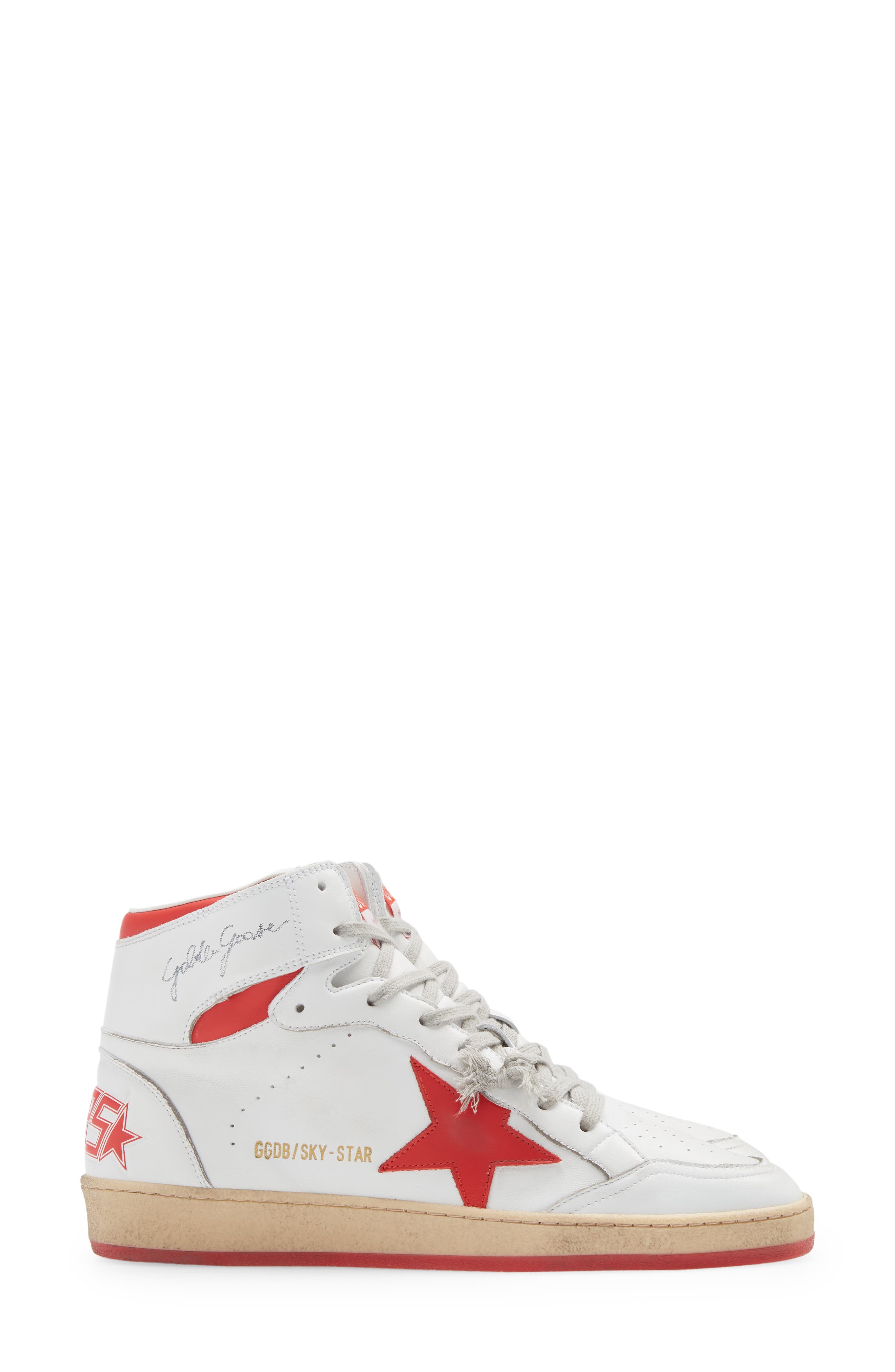 Sky-Star High Top Sneaker, Alternate, color, WHITE/ RED