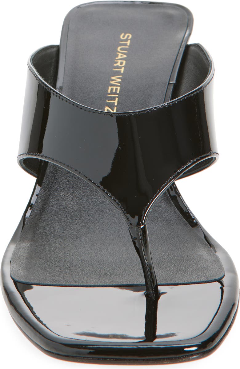 Stuart Weitzman Vinnie 50 Wedge Thong Sandal, Alternate, color, Black