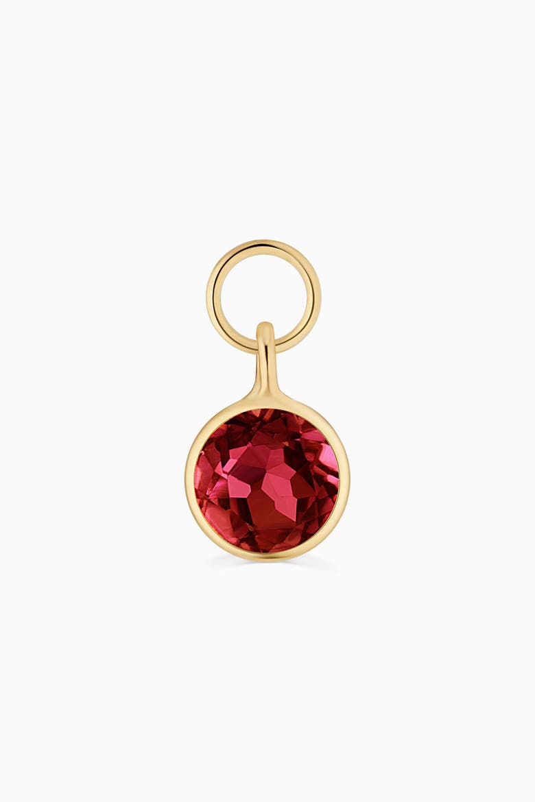 14K Yellow Gold Vivid Single Hoop Charm, Main, color, White Gold, Garnet