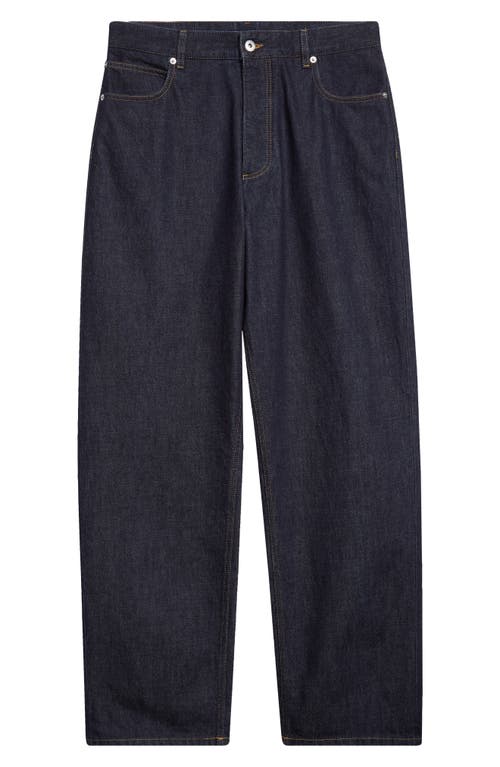 Bottega Veneta Mens Brand-patch Contrast-stitching Wide-leg Regular-fit Wool Trousers Indigo In 4245 Indigo