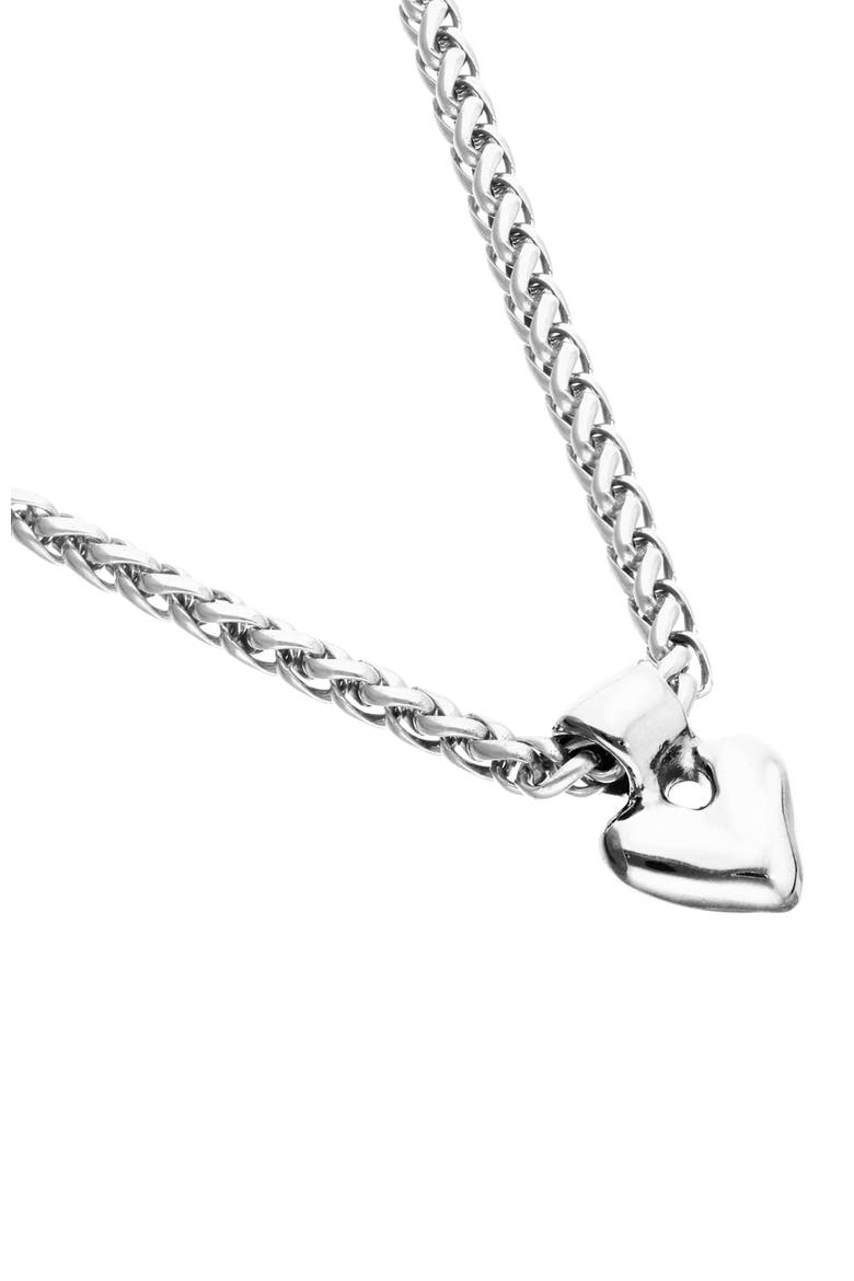 Sterling Silver Plated Necklace With Heart Detail, Alternate, color, Silver