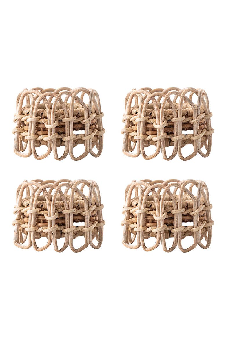 Provence Set of 4 Rattan Napkin Rings, Main, color, NATURAL/ WHITEWASH