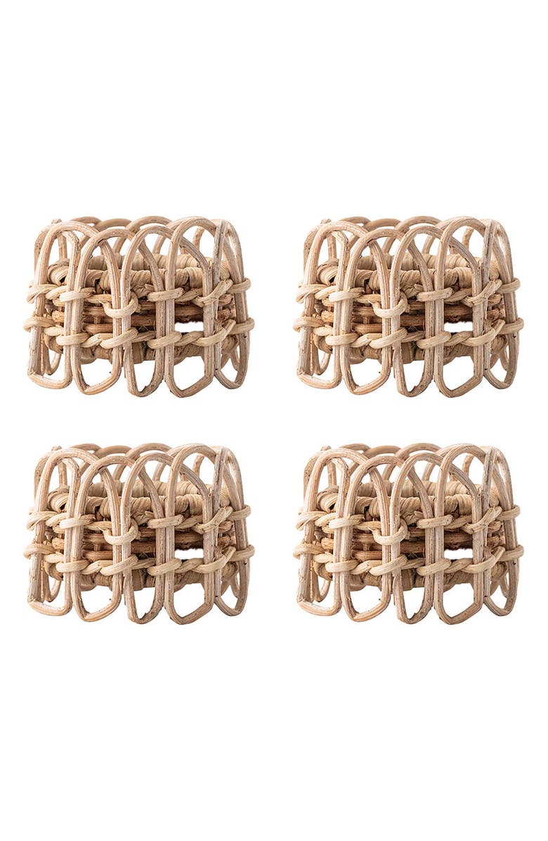 Juliska Provence Set of 4 Rattan Napkin Rings, Main, color, Natural/ Whitewash