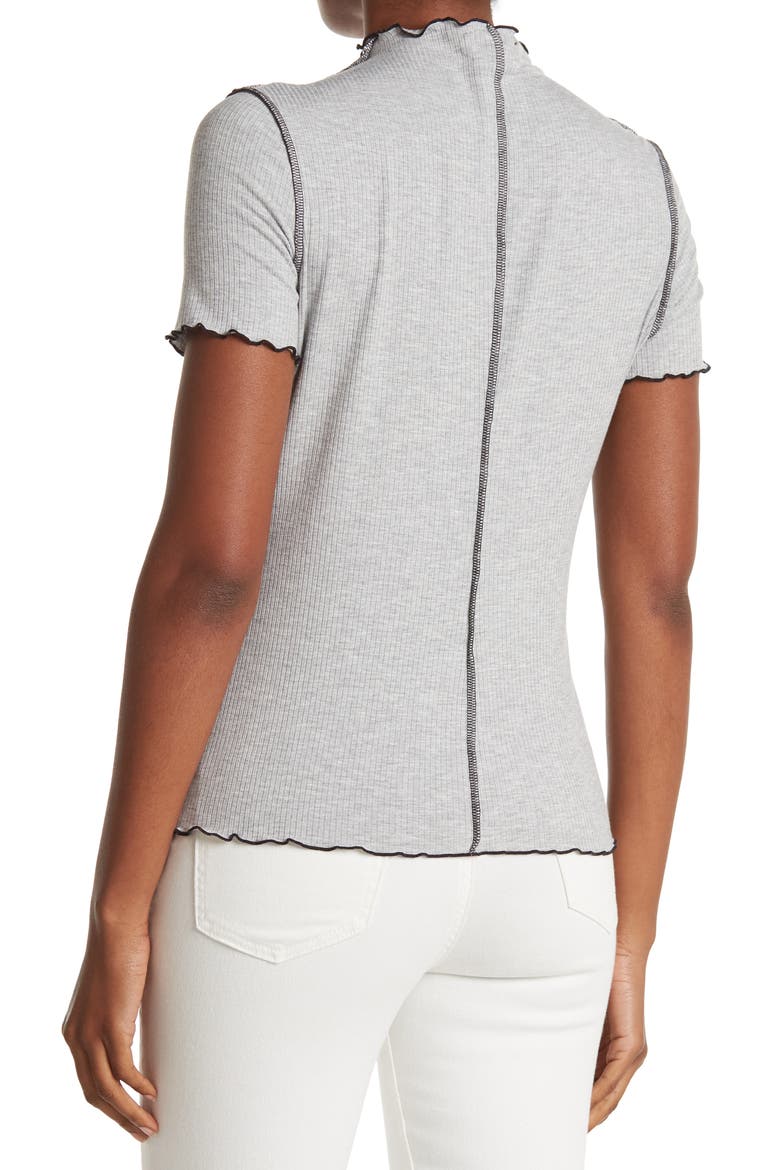 14TH AND UNION Funnel Neck Short Sleeve Top, Alternate, color, GREY HEATHER