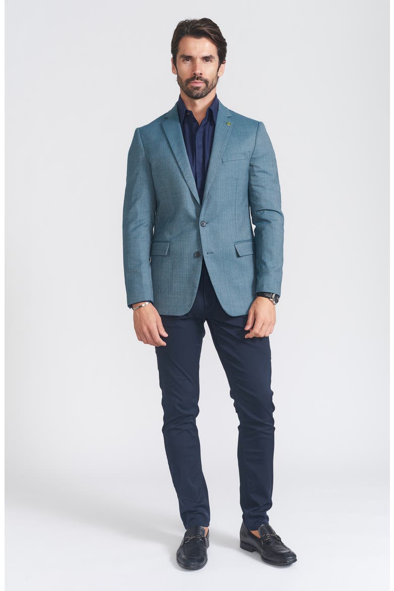 Herringbone Print Wool Blend Sport Coat, Alternate, color, BLUE
