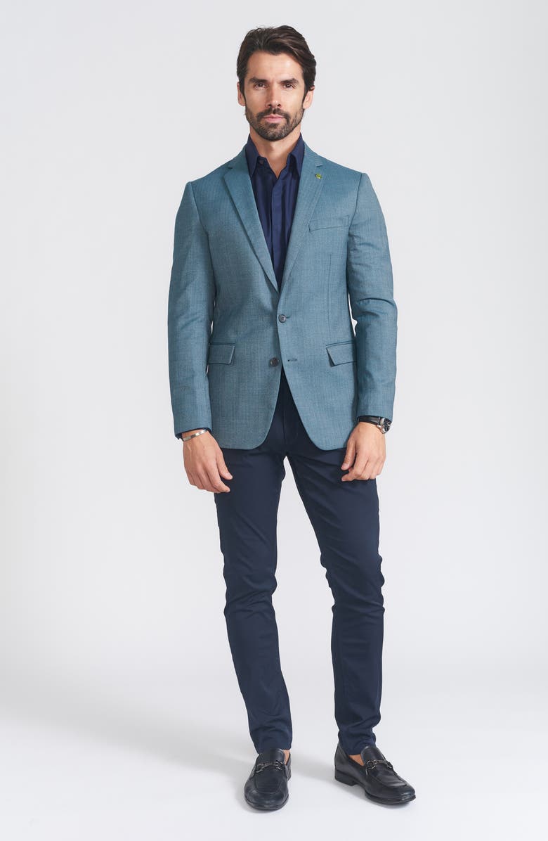 CRICKETEER Herringbone Print Wool Blend Sport Coat, Alternate, color, Blue