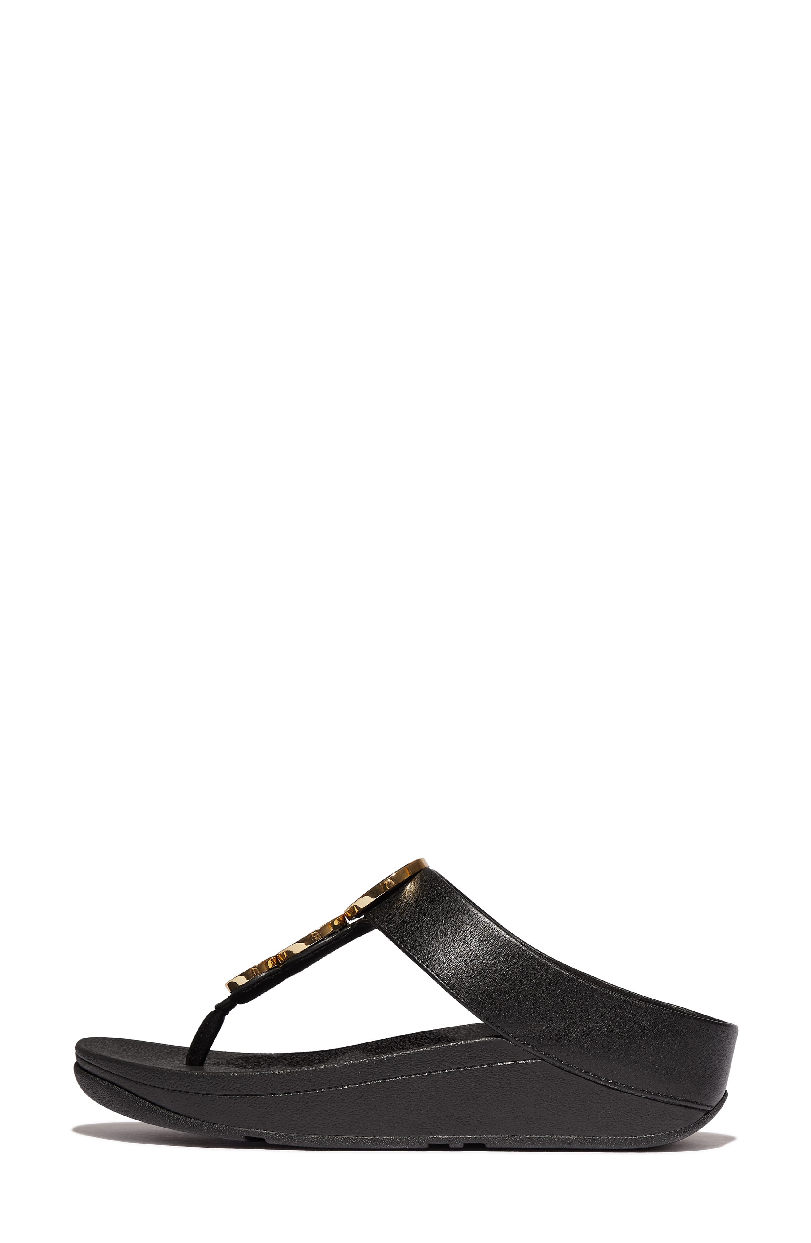 FitFlop Fino Platform Wedge Flip Flop, Alternate, color, All Black