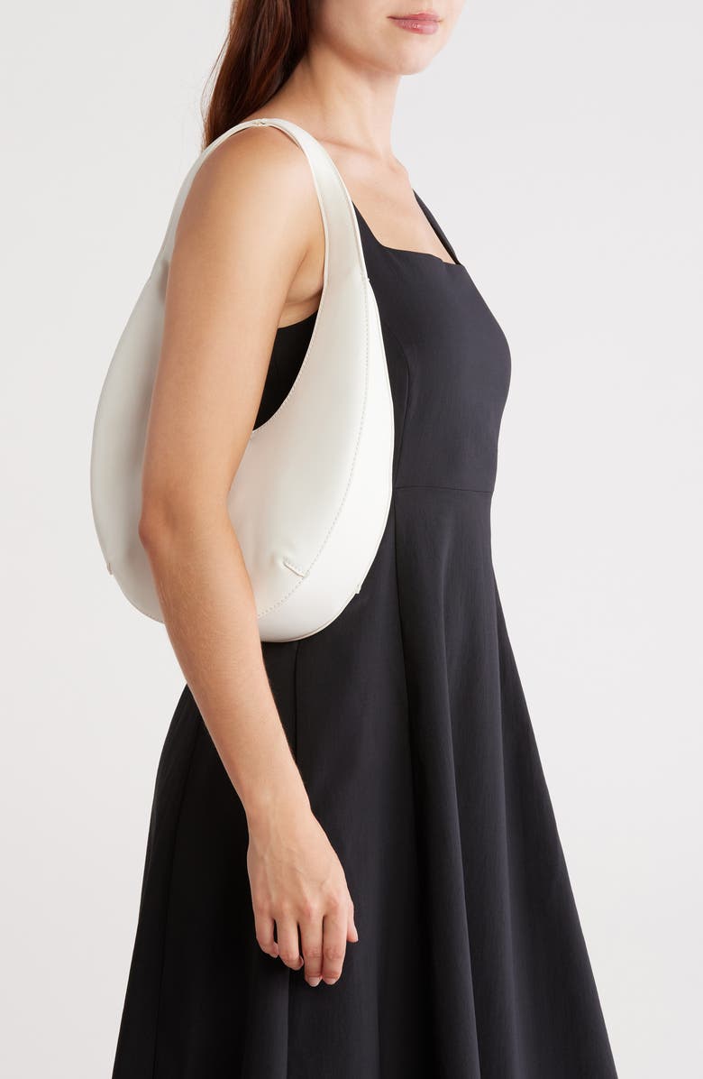 BCBG Mini Sculptural Hobo Shoulder Bag with Pouch, Alternate, color, Optic White