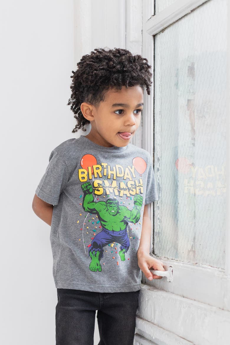 Avengers The Hulk Birthday T-Shirt, Alternate, color, Hulk Charcoal