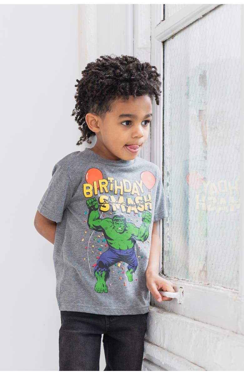 Marvel Avengers The Hulk Birthday T-Shirt, Alternate, color, Hulk Charcoal