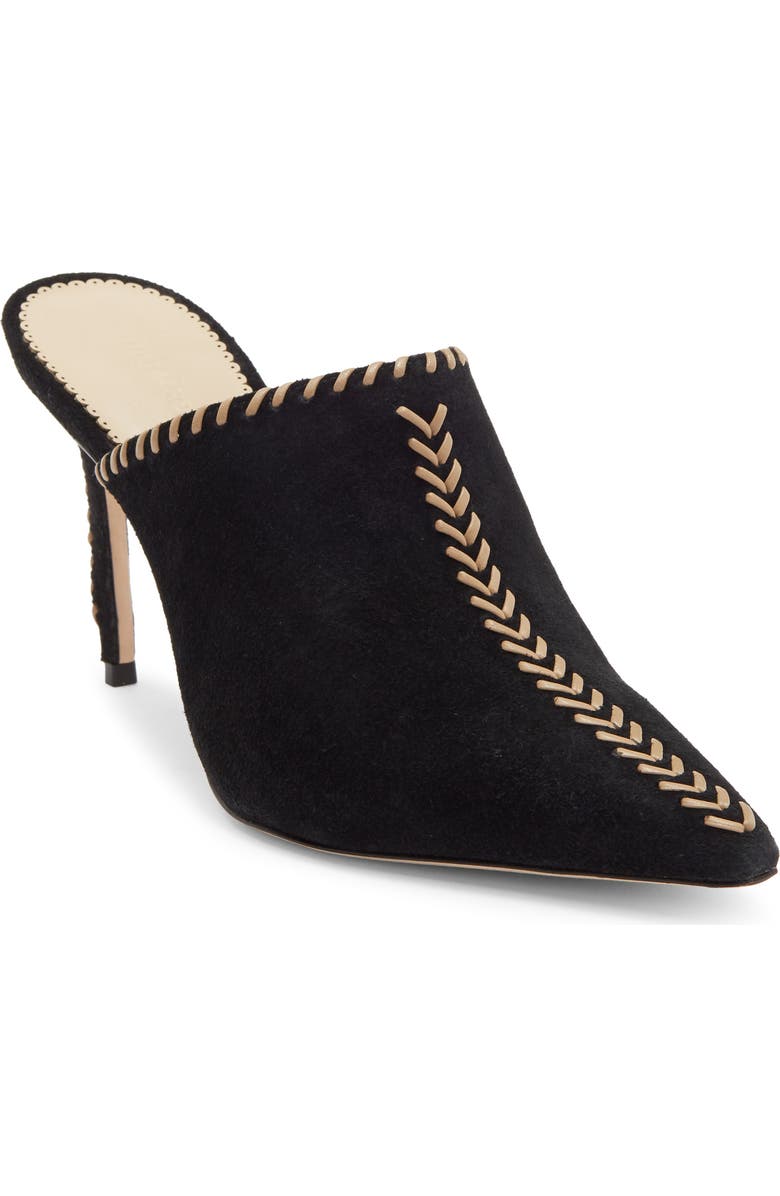 Cinq à Sept Susan Whipstitch Mule, Main, color, Black/ Brown Sugar