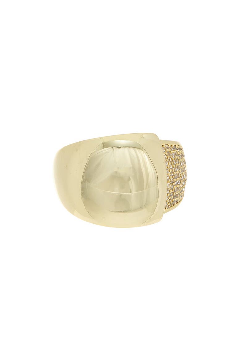 Pavé Cubic Zirconia Dome Ring, Main, color, YELLOW GOLD