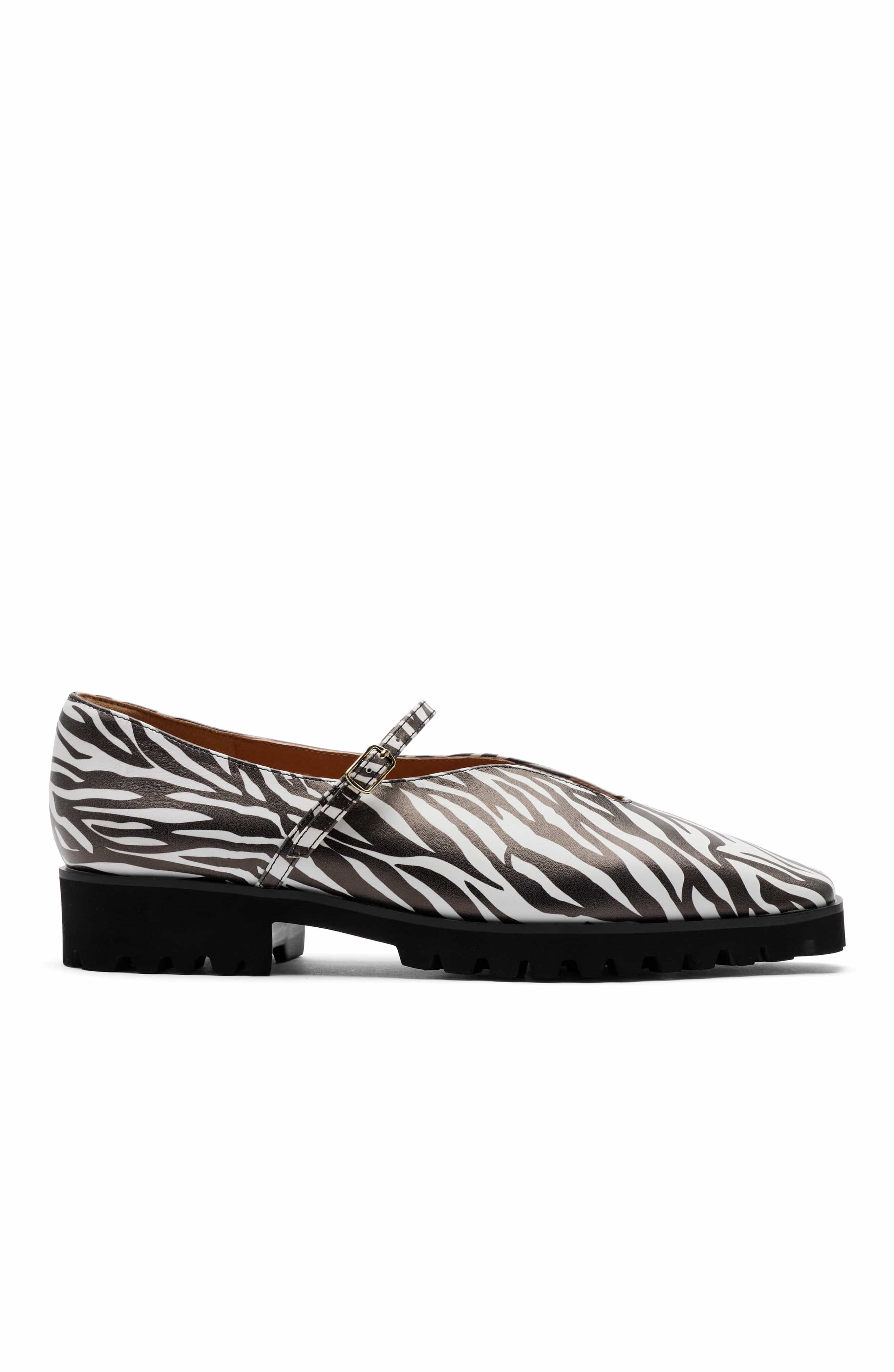 MARC NOLAN Roxie Leather Lug Mary Janes, Main, color, Zebra