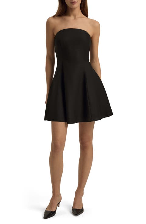 The Favorite Strapless Flare Linen Minidress