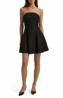 Favorite Daughter The Favorite Strapless Flare Linen Minidress