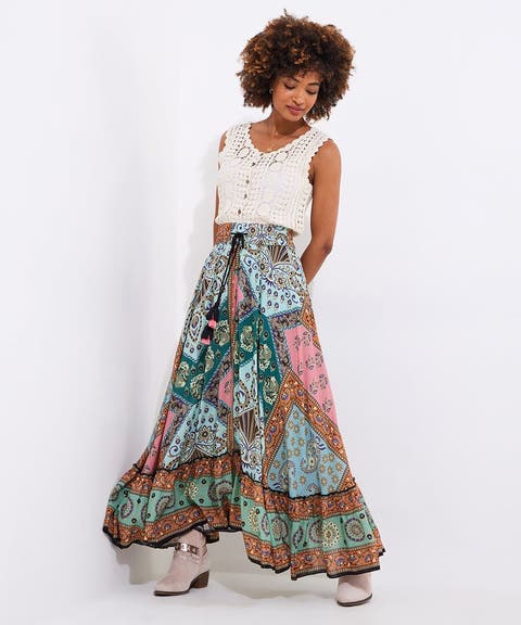Flounce Tassel Maxi Skirt (Plus)