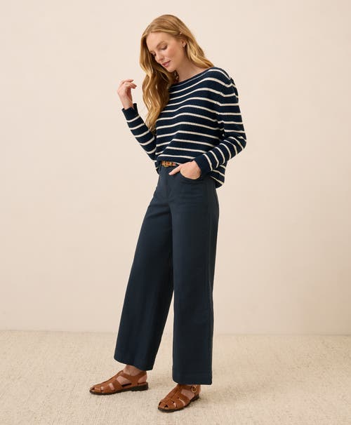 Pact Organic Cotton Stretch Twill Wide Leg Pant In Blue