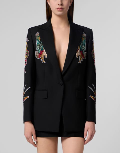 Boyfriend's Fit Blazer Tattoo Patches Women