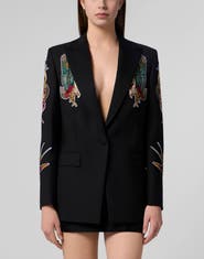 PHILIPP PLEIN Boyfriend's Fit Blazer Tattoo Patches Women