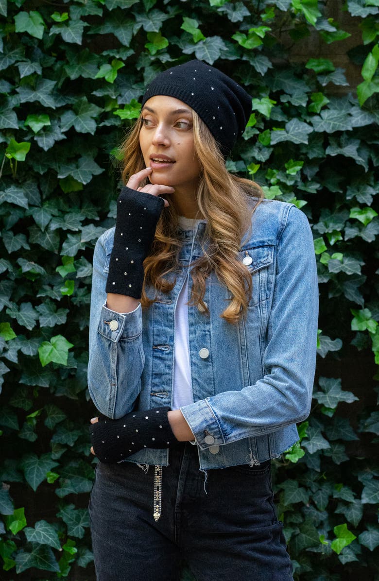 Carolyn Rowan Accessories Carolyn Rowan Crystal Cashmere Beanie, Alternate, color,