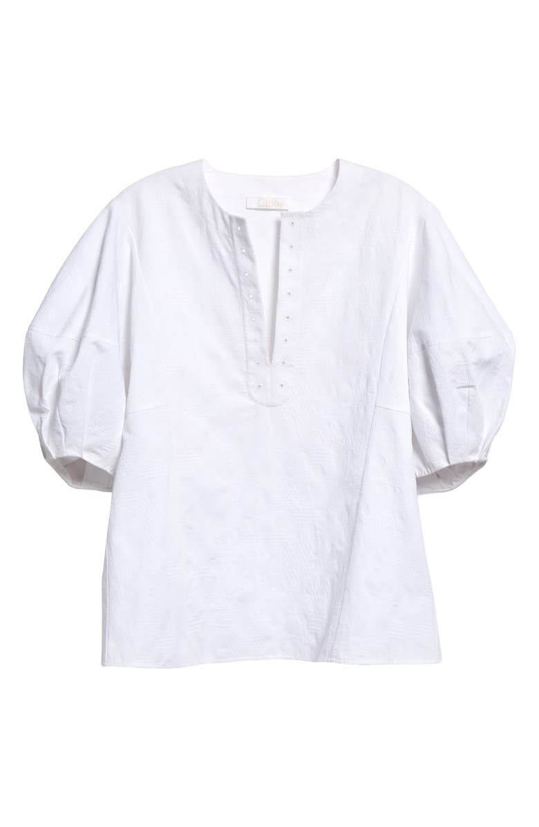 Chloé Renaissance Puff Sleeve Cotton Top, Alternate, color, 