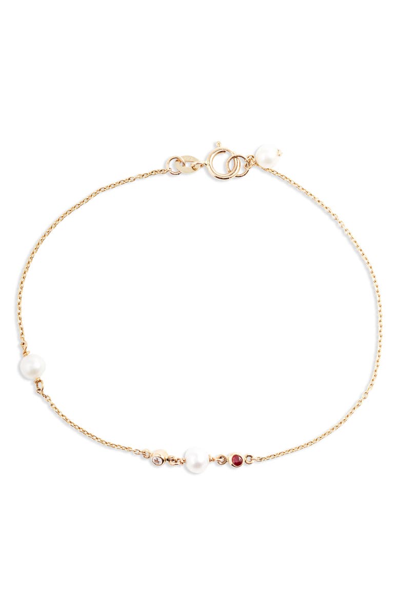 Poppy Finch Cultured Pearl, Diamond & Ruby Bracelet, Main, color, 