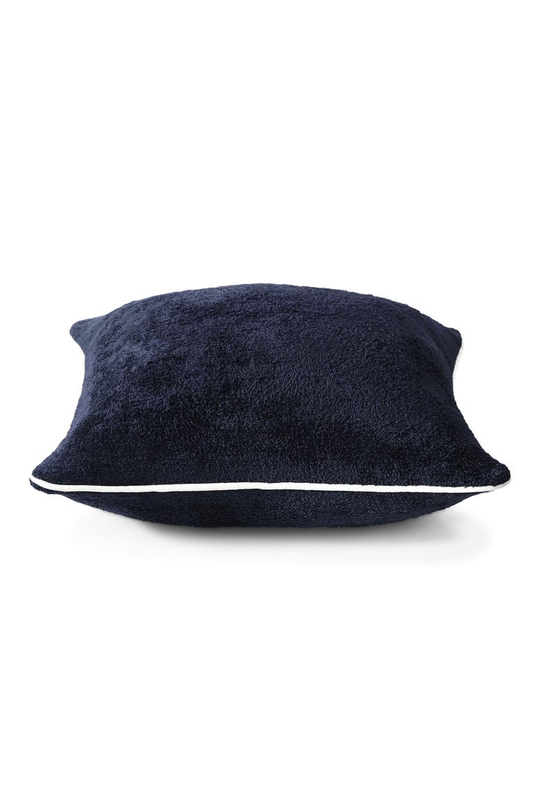 Cloud Silque Throw Pillow with Piping, Alternate, color, BARITONE BLUE / OFF WHITE