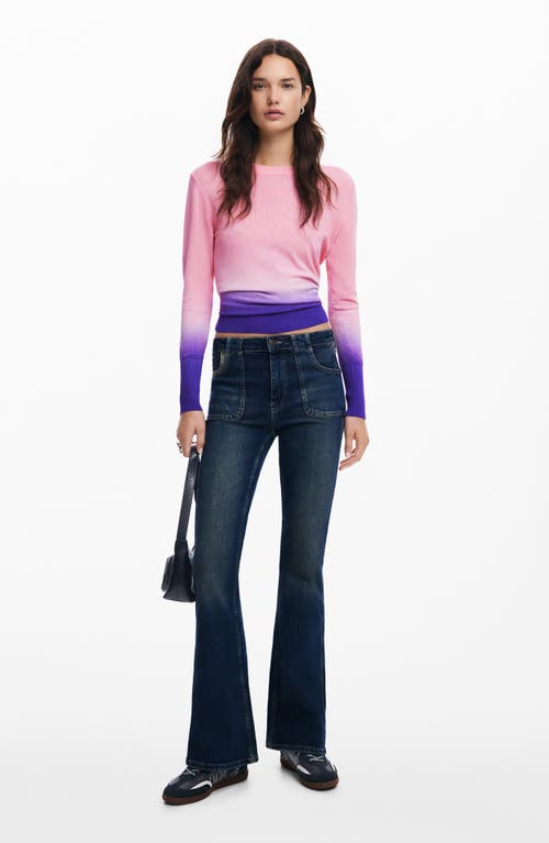 Desigual Pearls Ombré Crewneck Sweater In Pink