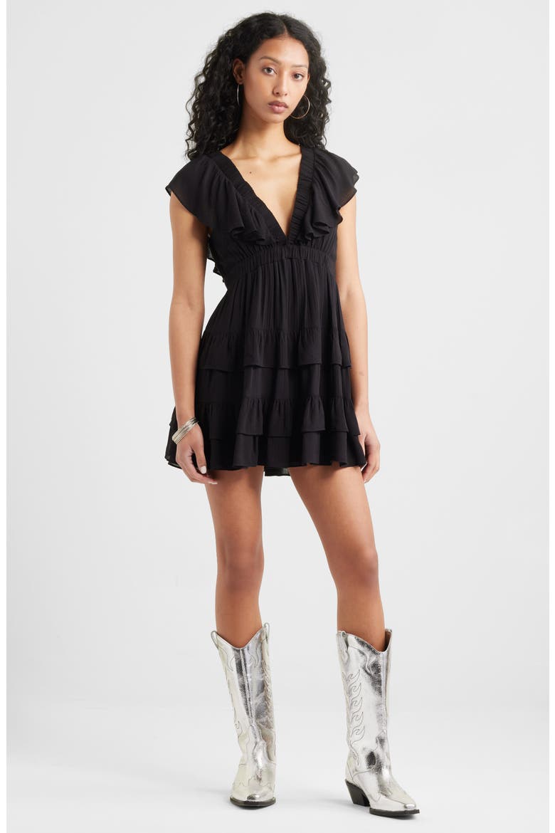 Ruffle Trim Minidress, Main, color, BLACK