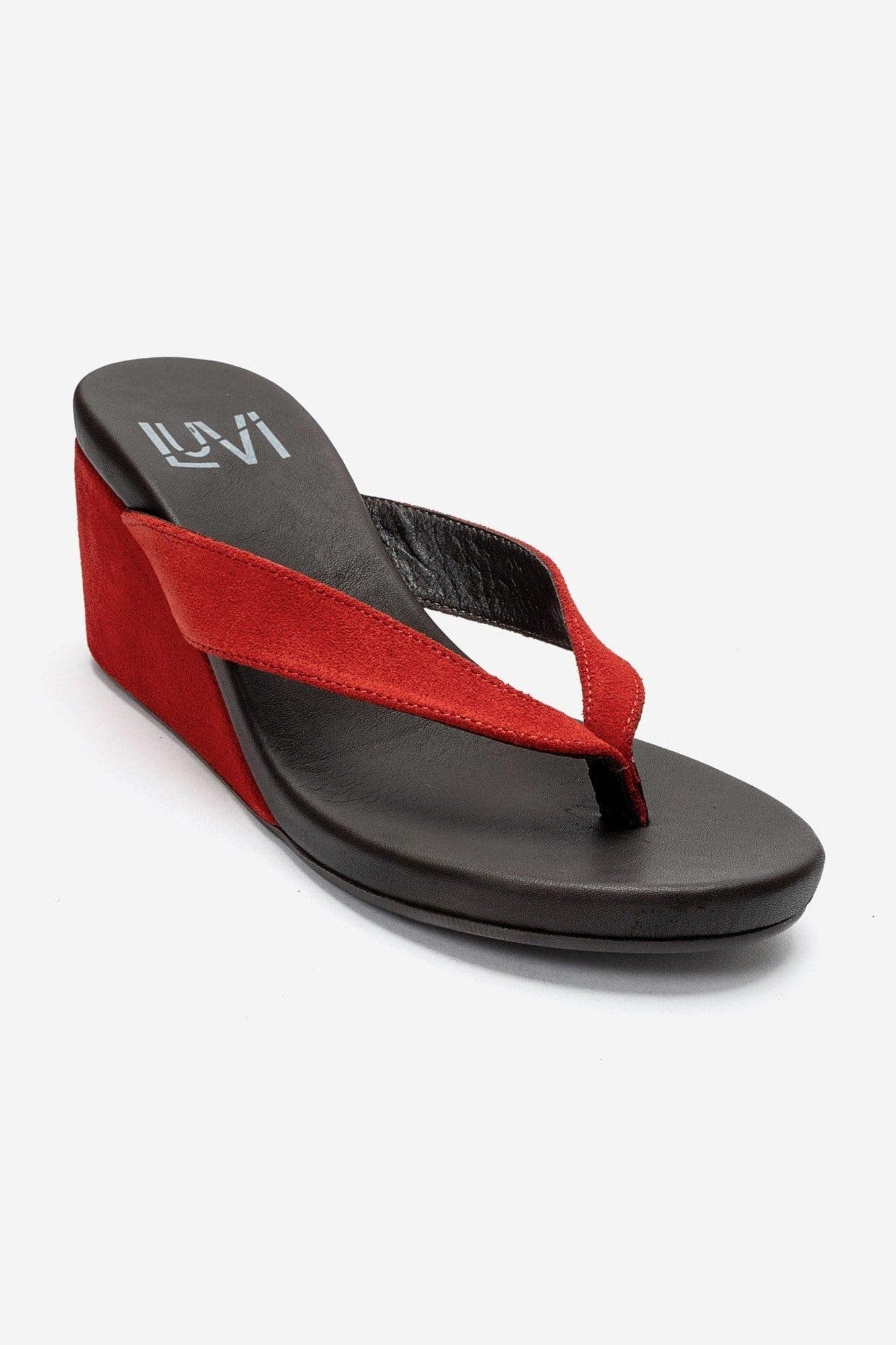 Pryon Leather Thong Wedge Sandal, Main, color, Red Suede