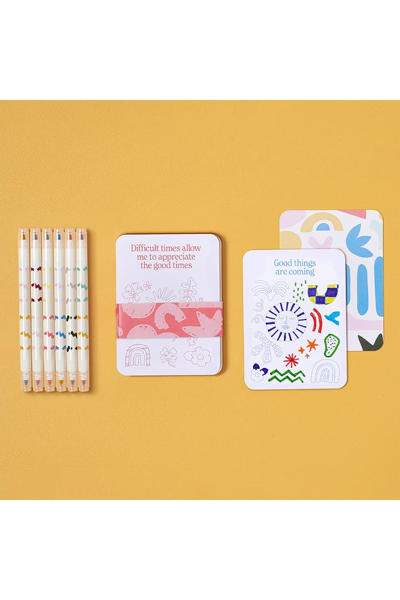 Color Your Own Affirmation Cards, Mindfulness Art Kit, Alternate, color, Multicolored