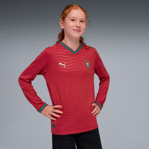 Youth Puma Red Portugal National Team 2026 Home Replica Long Sleeve Jersey