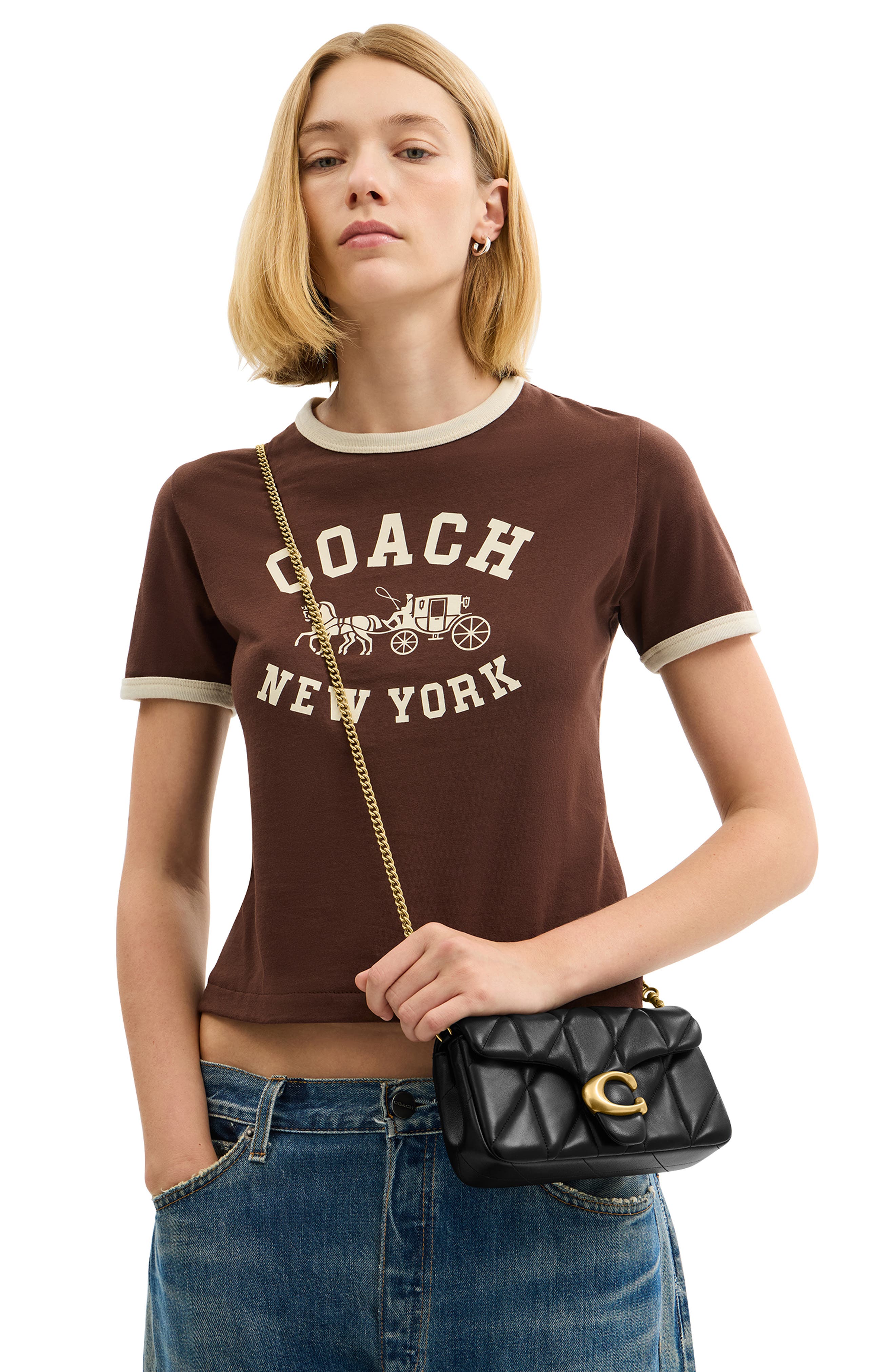 COACH Tabby 19 Quilted Leather Shoulder Bag, Alternate, color, B4/Black