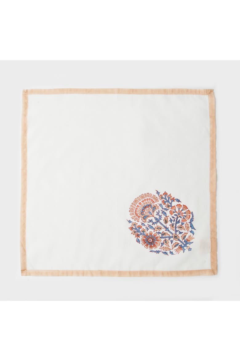 Saffra Hand Block Printed Napkins - Set of 4, Alternate, color, Saffra