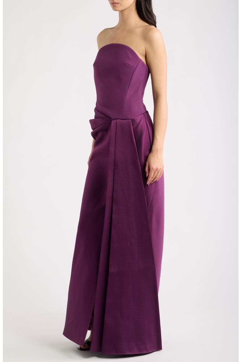 Seri Strapless A-Line Gown, Alternate, color, DAMSON