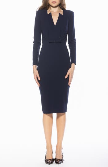 Alexia Admor Arleth V-neck Sheath Dress In Blue