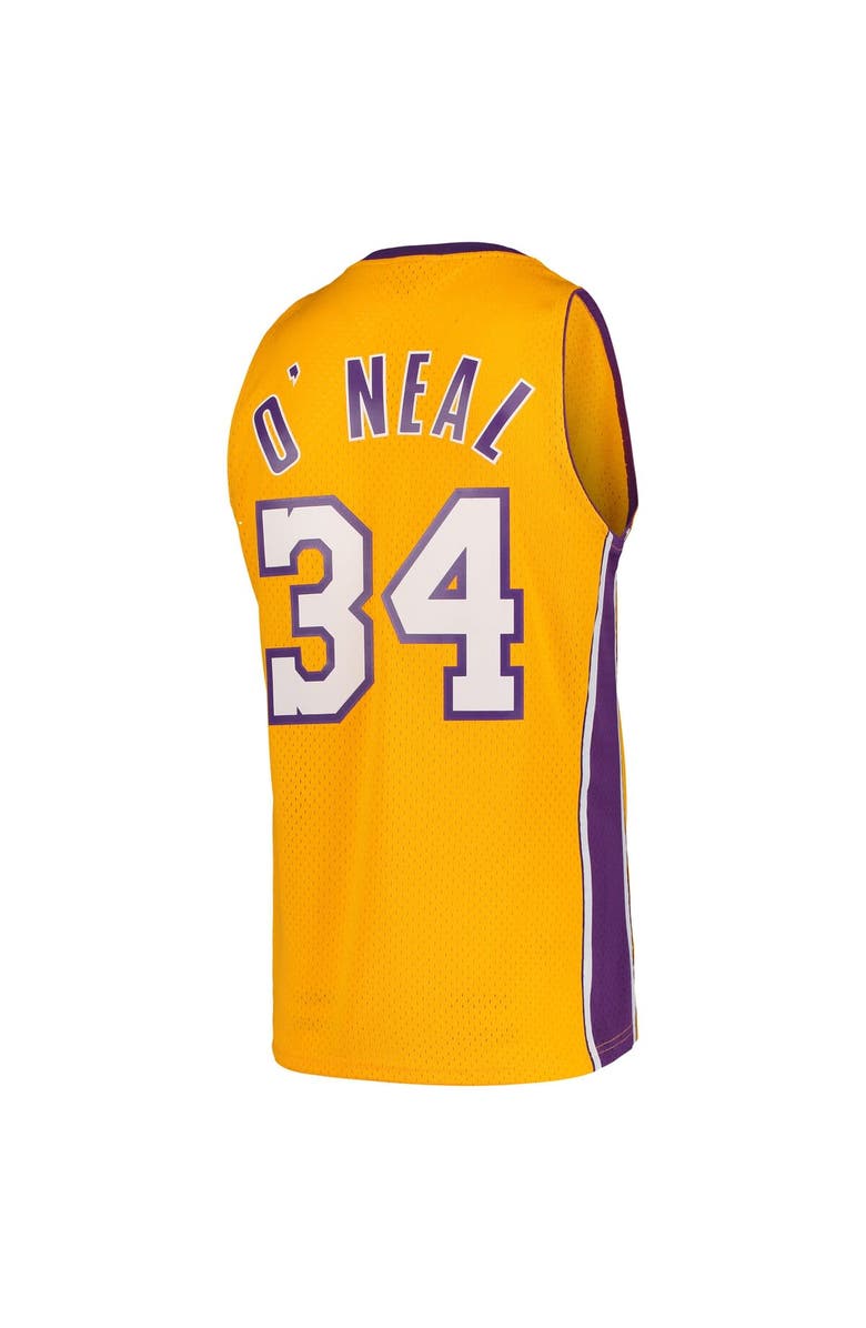 Mitchell & Ness Men's Mitchell & Ness Shaquille O'Neal Gold Los Angeles Lakers Hardwood Classics Swingman Jersey, Alternate, color, Gold