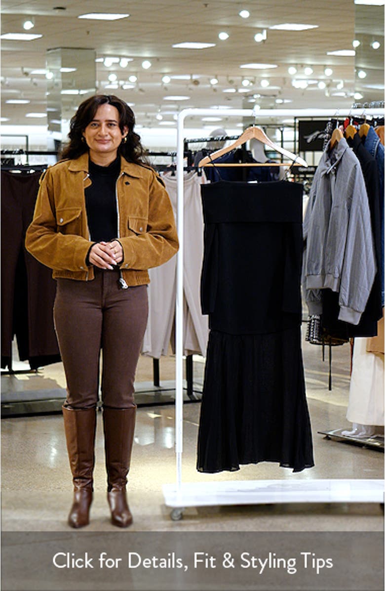 Lidia Mixed Media Off the Shoulder Long Sleeve Dress, sales video thumbnail