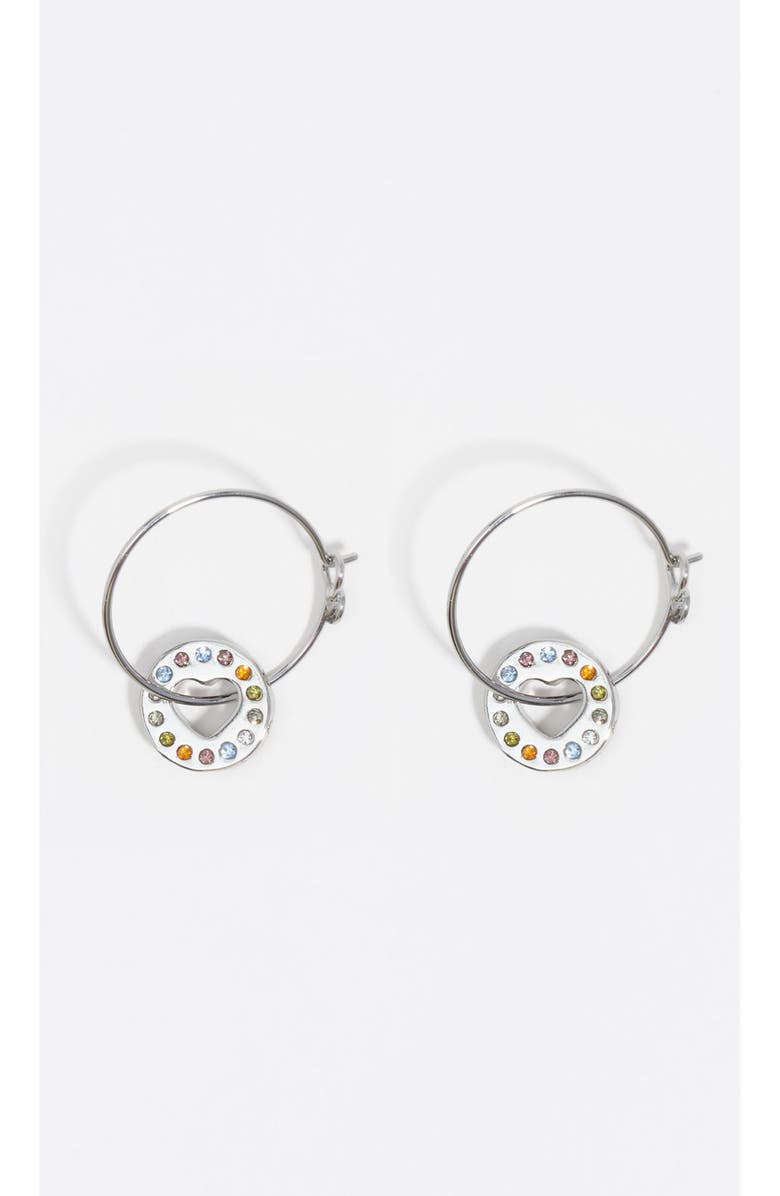 Bimba y Lola Crystal Logo Hoop Earrings, Main, color, Dark Silver