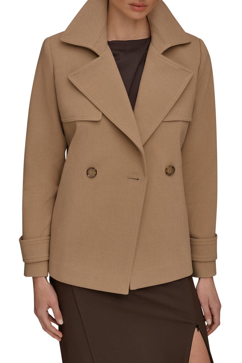 Double Breasted Crepe Coat, Main, color, LIGHT CAMEL